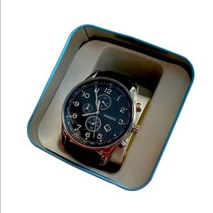 Fossil FS4761 Men's Black Leather Watch